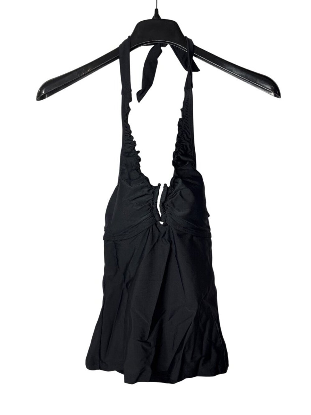 Croft & Barrow Halter Tankini with Ruffle and Ring 6 Bust Enhancer Black New